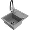 Mexen Enzo granitový dřez 1-komorový s odkapávačem a kuchyňskou baterií Duo, šedý - 6506-71-671701-07-B