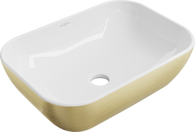 Mexen Rita umyvadlo na desku 45 x 32 cm, bílá/zlatá linie - 21084553