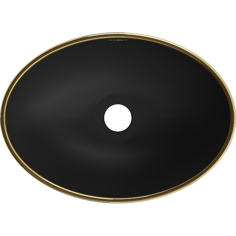 Mexen Elza umyvadlo na desku 40 x 33 cm, černá mat/zlatý okraj - 21014025