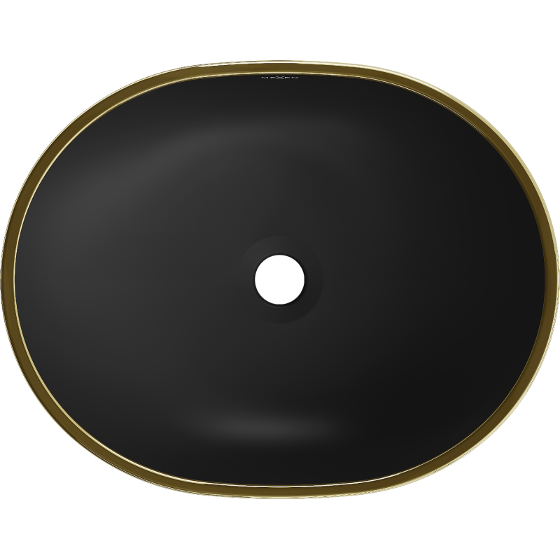 Mexen Viki umyvadlo na desku 48 x 35 cm, černá matná/zlatý okraj - 21054875