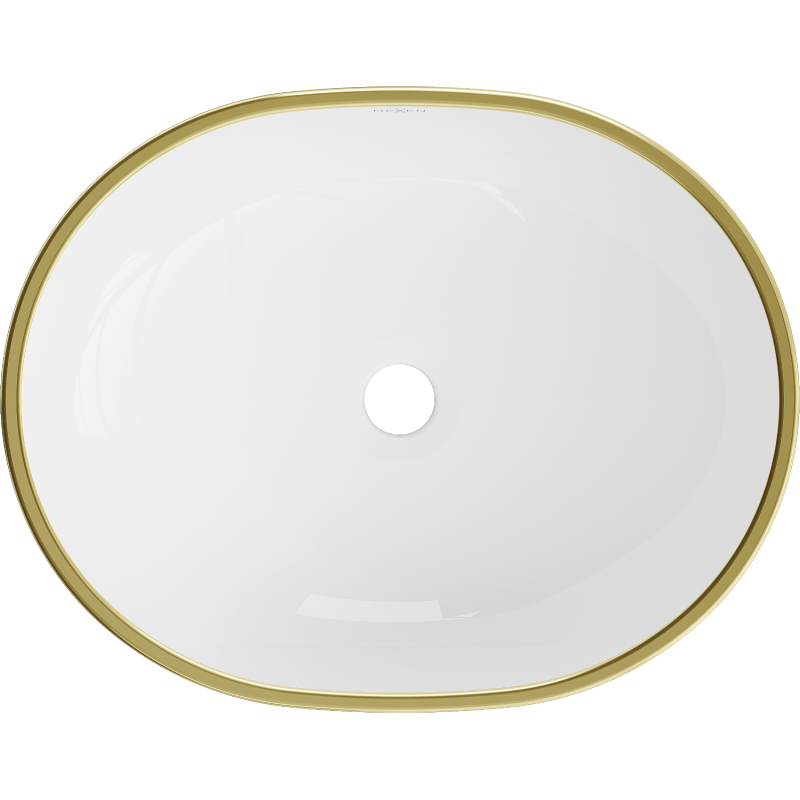 Mexen Viki umyvadlo na desku 48 x 35 cm, bílá/zlatý okraj - 21054805