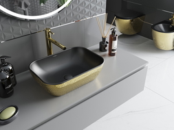 Mexen Rita umyvadlo na desku 45 x 32 cm, černá mat/zlatý vzor šupiny - 21084578