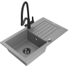 Mexen Pablo granitový dřez s 1 komorou, odkapávačem a kuchyňskou baterií Duo, šedý - 6510-71-671701-70-B