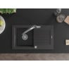 Mexen Pablo granitový dřez 1-komorový s odkapávačem a kuchyňskou baterií Duo, černý tečkovaný - 6510-76-671701-07