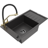 Mexen Elias dřez granitový 1-komorový s odkapávačem a kuchyňskou baterií Duo, černý skvrnitý - 6511-76-671701-57-B