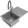 Mexen Bruno žulový dřez 1-komorový s odkapávací plochou a kuchyňskou baterií Duo, šedý - 6513-71-671701-07
