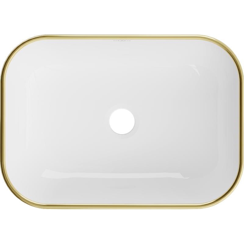 Mexen Rita umyvadlo na desku 45 x 32 cm, bílá/zlatá vzor mřížka - 21084509