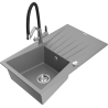 Mexen Cesar dřez granitový 1-komorový s odkapávačem a kuchyňskou baterií Duo, šedý - 6514-71-671701-07
