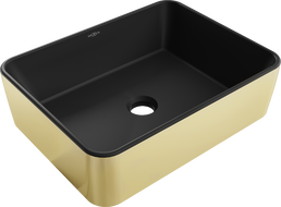 Mexen Catia umyvadlo na desku 48 x 37 cm, černá mat/zlatá - 21314876