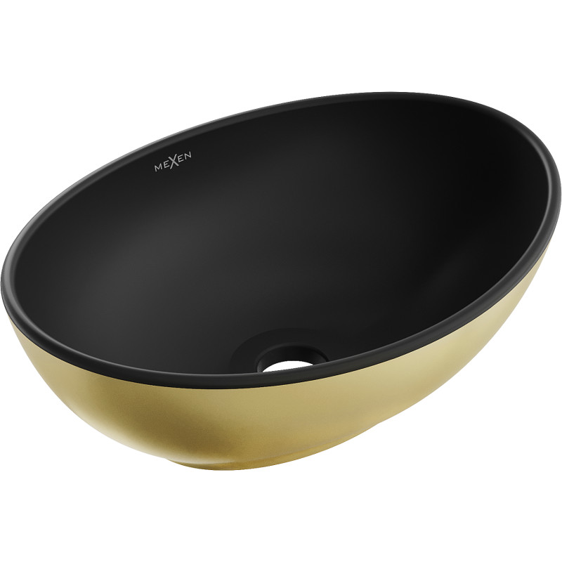 Mexen Elza umyvadlo na desku 40 x 33 cm, černá matná/zlatá - 21014026