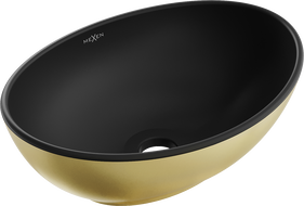 Mexen Elza umyvadlo na desku 40 x 33 cm, černá matná/zlatá - 21014026