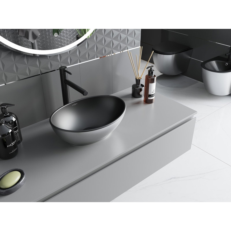 Mexen Elza umyvadlo na desku 40 x 33 cm, černá mat/stříbrná - 21014024