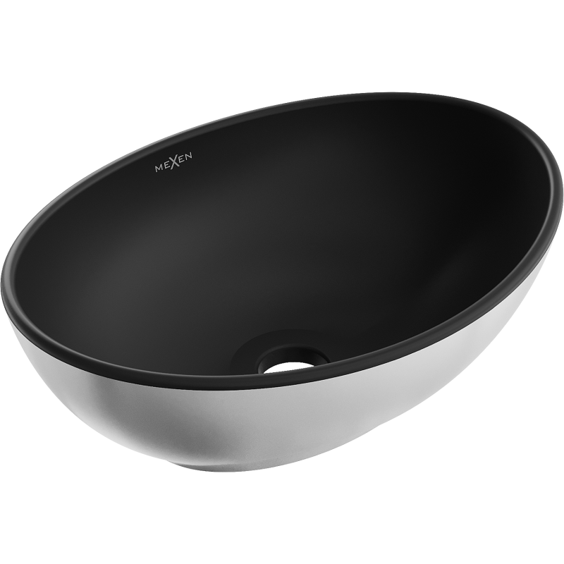 Mexen Elza umyvadlo na desku 40 x 33 cm, černá matná/stříbrná - 21014024