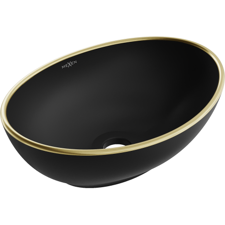 Mexen Elza umyvadlo na desku 40 x 33 cm, černá mat/zlatý okraj - 21014025