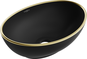 Mexen Elza umyvadlo na desku 40 x 33 cm, černá mat/zlatý okraj - 21014025