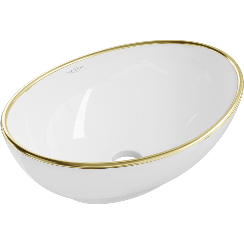 Mexen Elza umyvadlo na desku 40 x 33 cm, bílá/zlatý okraj - 21014005