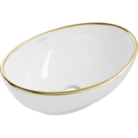 Mexen Elza umyvadlo na desku 40 x 33 cm, bílá/zlatý okraj - 21014005