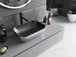 Mexen Rita umyvadlo na desku 45 x 32 cm, černá mat/stříbrná - 21084574