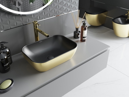 Mexen Rita umyvadlo na desku 45 x 32 cm, černá mat/zlatá - 21084576