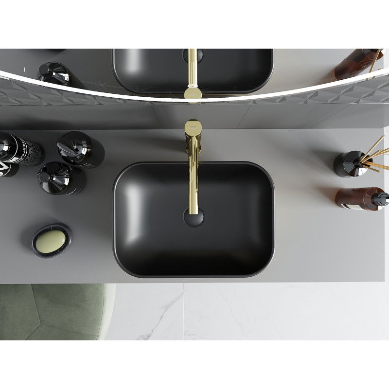 Mexen Rita umyvadlo na desku 45 x 32 cm, černá mat/zlatá - 21084576