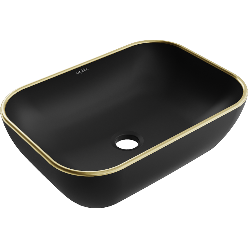 Mexen Rita umyvadlo na desku 45 x 32 cm, černá mat/zlatý okraj - 21084575