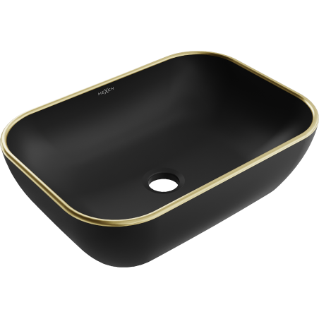 Mexen Rita umyvadlo na desku 45 x 32 cm, černá mat/zlatý okraj - 21084575