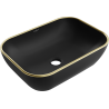 Mexen Rita umyvadlo na desku 45 x 32 cm, černá mat/zlatý okraj - 21084575