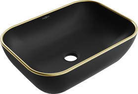 Mexen Rita umyvadlo na desku 45 x 32 cm, černá mat/zlatý okraj - 21084575