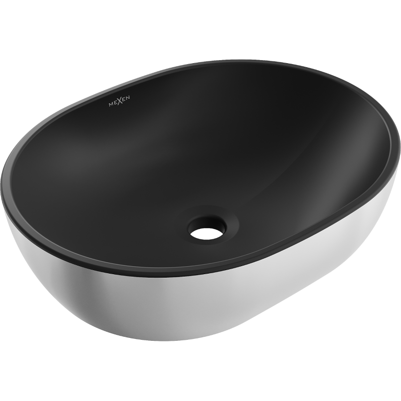 Mexen Viki umyvadlo na desku 48 x 35 cm, černá matná/stříbrná - 21054874