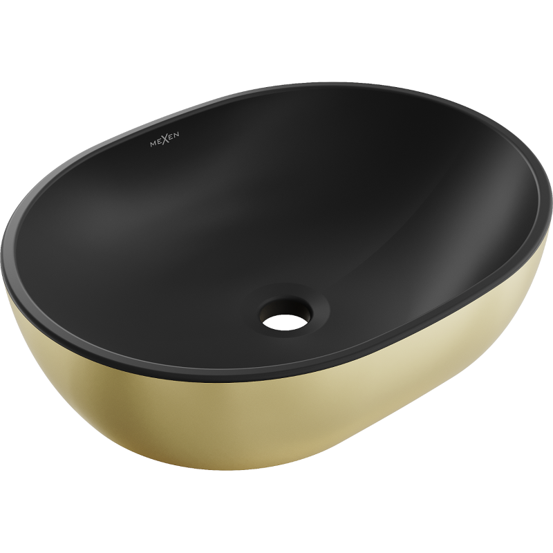 Mexen Viki umyvadlo na desku 48 x 35 cm, černá matná/zlatá - 21054876