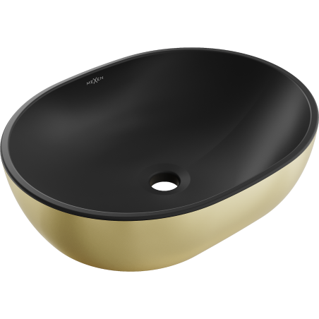 Mexen Viki umyvadlo na desku 48 x 35 cm, černá matná/zlatá - 21054876