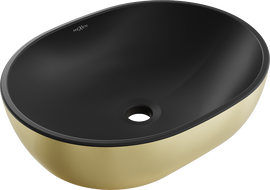 Mexen Viki umyvadlo na desku 48 x 35 cm, černá matná/zlatá - 21054876