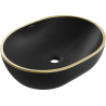 Mexen Viki umyvadlo na desku 48 x 35 cm, černá matná/zlatý okraj - 21054875