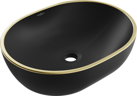 Mexen Viki umyvadlo na desku 48 x 35 cm, černá matná/zlatý okraj - 21054875