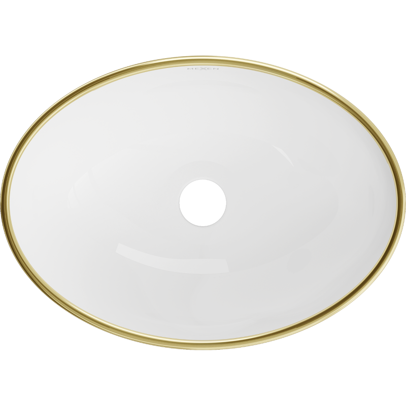 Mexen Elza umyvadlo na desku 40 x 33 cm, bílá/zlatá vzor mřížka - 21014009