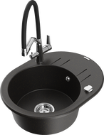 Mexen Kevin granitový dřez s baterií Duo, černý/zlatý metalik - 6517-75-671701-07