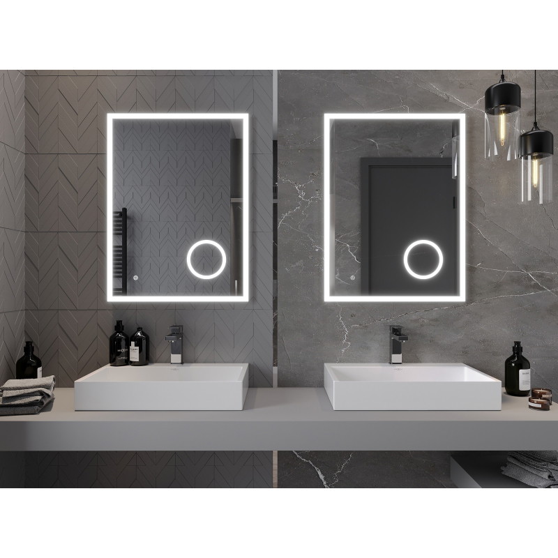 Mexen Kala koupelnové zrcadlo s osvětlením a kosmetickým zrcátkem 60 x 80 cm, LED 6000K, proti zamlžování