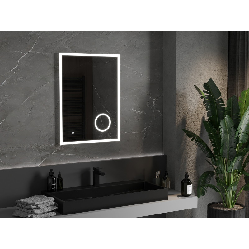 Mexen Kala osvětlené koupelnové zrcadlo s kosmetickým zrcátkem 60 x 80 cm, LED 6000K, anti-fog - 9820-060-080-611-00