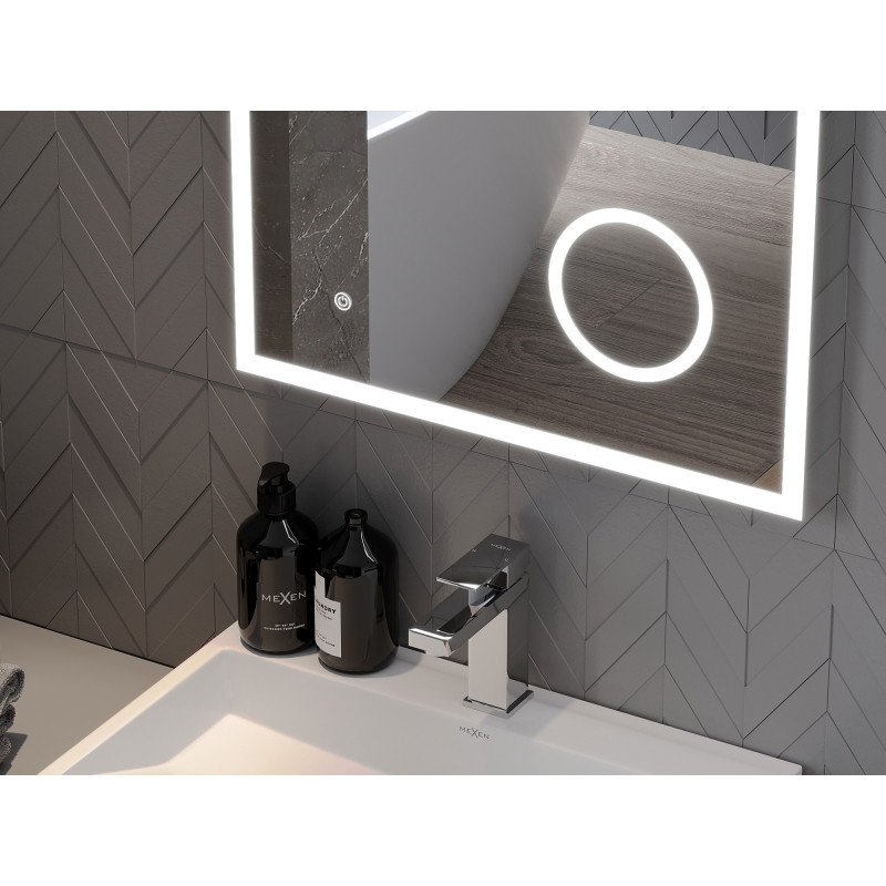 Mexen Kala koupelnové zrcadlo s osvětlením a kosmetickým zrcátkem 60 x 80 cm, LED 6000K, proti zamlžování