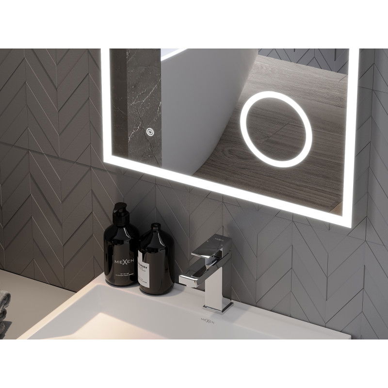Mexen Kala podsvícené koupelnové zrcadlo s kosmetickým zrcátkem 60 x 80 cm, LED 6000K, antikondenzace - 9820-060-080-611-00