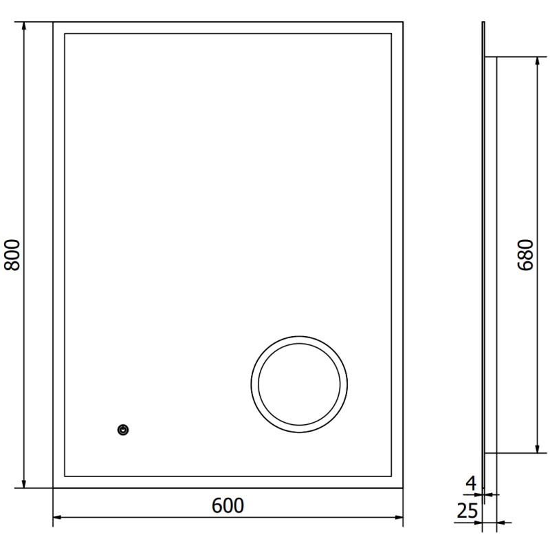 Mexen Kala osvětlené koupelnové zrcadlo s kosmetickým zrcátkem 60 x 80 cm, LED 6000K, anti-fog - 9820-060-080-611-00