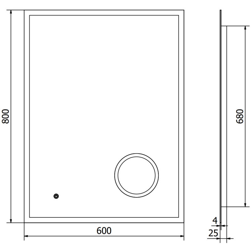 Mexen Kala podsvícené koupelnové zrcadlo s kosmetickým zrcátkem 60 x 80 cm, LED 6000K, antikondenzace - 9820-060-080-611-00