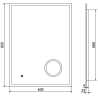 Mexen Kala osvětlené koupelnové zrcadlo s kosmetickým zrcátkem 60 x 80 cm, LED 6000K, anti-fog - 9820-060-080-611-00