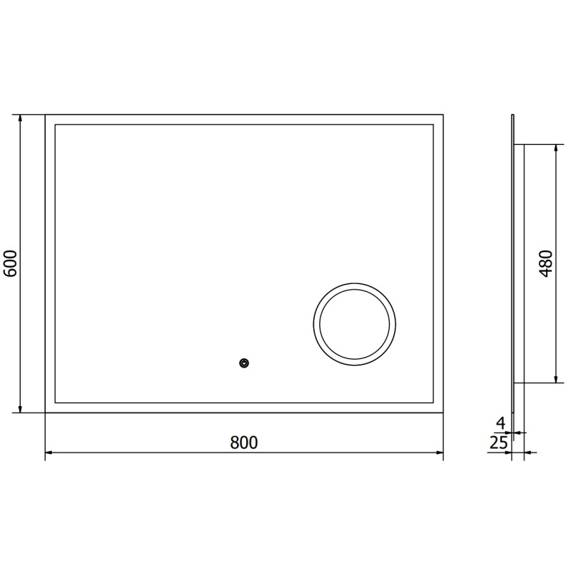 Mexen Kala osvětlené koupelnové zrcadlo s kosmetickým zrcátkem 80 x 60 cm, LED 6000K, proti zamlžení