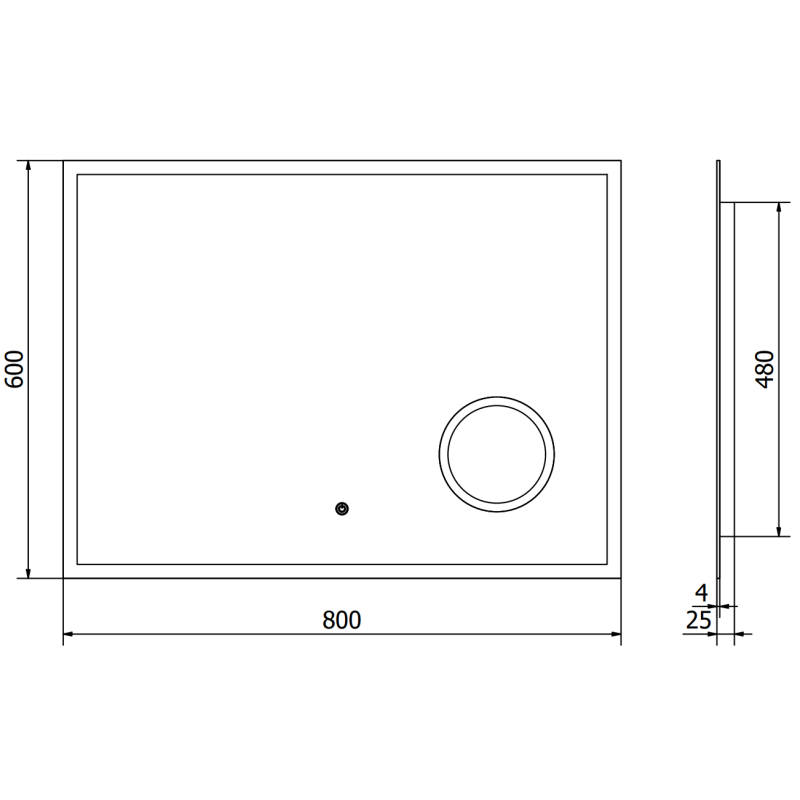Mexen Kala osvětlené koupelnové zrcadlo s kosmetickým zrcátkem 80 x 60 cm, LED 6000K, proti zamlžování - 9820-080-060-611-00