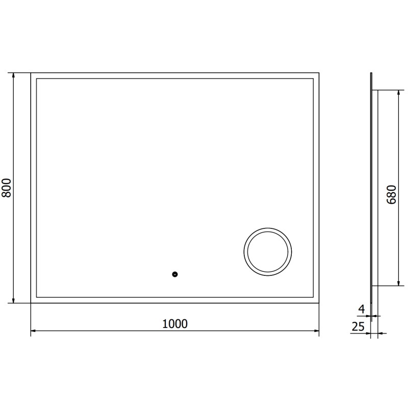 Mexen Kala koupelnové zrcadlo s osvětlením a kosmetickým zrcátkem 100 x 80 cm, LED 6000K, proti mlze - 9820-100-080-611-00