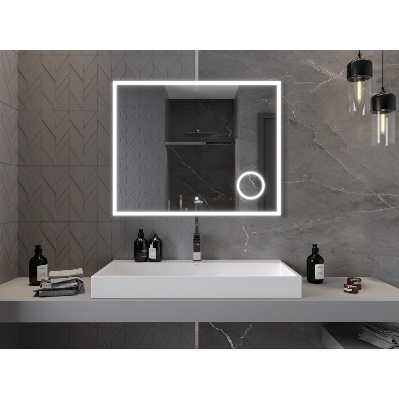 Mexen Kala koupelnové zrcadlo s osvětlením a kosmetickým zrcátkem 100 x 80 cm, LED 6000K, proti mlze - 9820-100-080-611-00