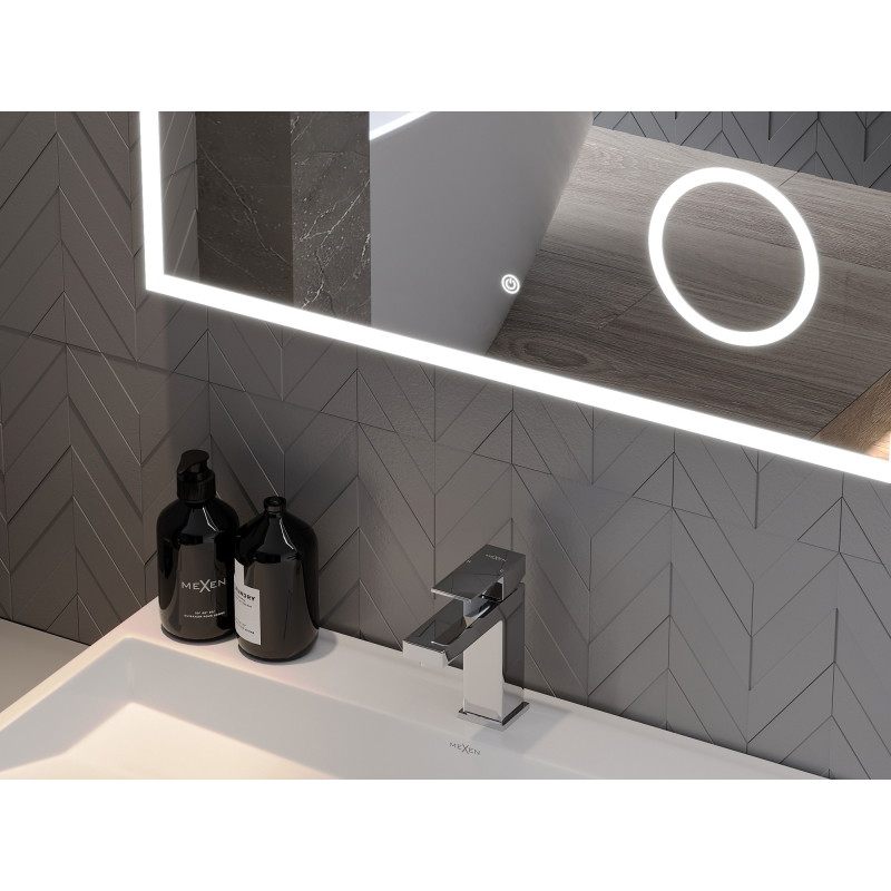 Mexen Kala podsvícené koupelnové zrcadlo s kosmetickým zrcátkem 80 x 60 cm, LED 6000K, antistop - 9820-080-060-611-00