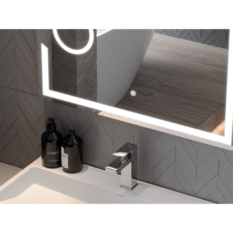 Mexen Onyx osvětlené koupelnové zrcadlo s kosmetickým zrcátkem 100 x 80 cm, LED 6000K, protimlhové - 9813-100-080-611-00