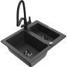 Mexen Carlos granitový dřez s 1,5 komorou a kuchyňskou baterií Duo, černý skvrnitý - 6518-76-671701-70-B
